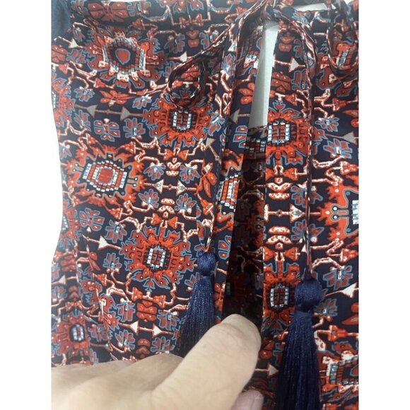 Athleta XS Sleeveless Red & Navy‎ Geometric Print Dress With Tie-Back - Picture 12 of 13